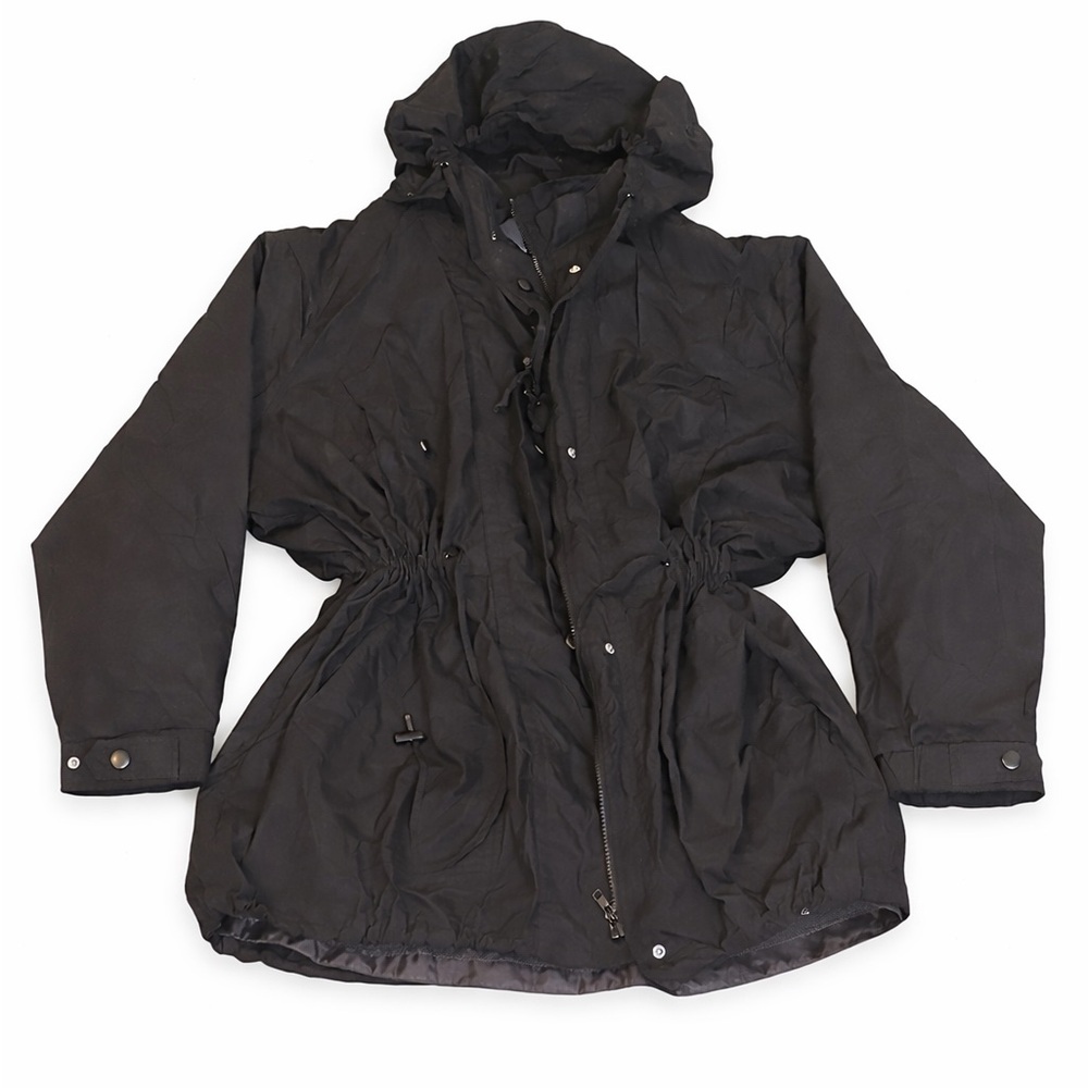 Woman Within Black Hooded Utility Anorak Jacket